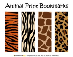 an animal print bookmarks with different patterns