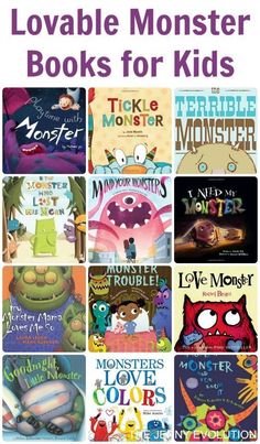 books for kids that are available in the library or at home with text overlay reading lovable monster books for kids