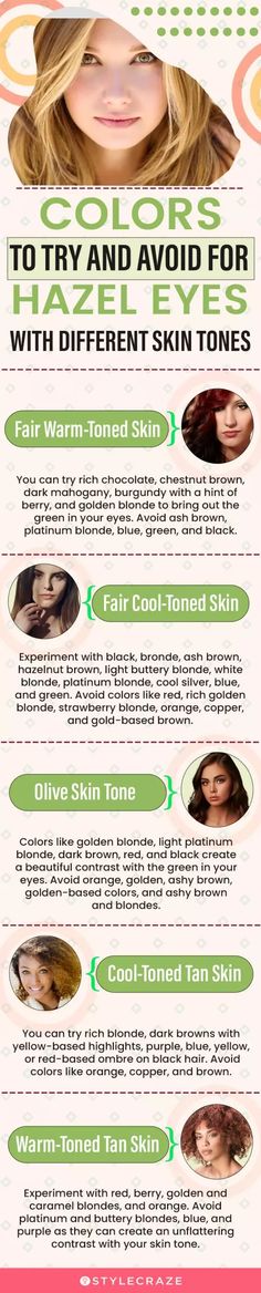 Hair Color For Pale Skin And Hazel Eyes, Best Hair Color For Hazel Eyes Fair Skin, Hair Color For Hazel Eyes, Hazel Eyes Hair Color, Blonde Hair For Hazel Eyes, Light Olive Skin, Green Brown Eyes, Pale Skin Hair Color, The Best Hair Color