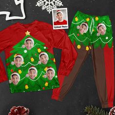 Get festive with our Personalized Photo Pajamas Set that turns you into a living, breathing Christmas tree! This fun and quirky pajama set features your face or a family member’s photo all over a Christmas tree design, complete with ornaments and holiday cheer. Whether it's for dads, moms, grandparents, siblings, or sisters, these matching pajamas are a hilarious way to celebrate the season in style. Perfect as a Christmas gift or for cozying up in Christmas-themed apparel, these personalized pajamas add a unique twist to the holiday fun. Spread the joy and laughter this year with a Christmas tree pajama set that’s as unforgettable as your family gatherings! PRODUCT DETAILS: Material: 90% Polyester - 10% Spandex. Manual measurement may have a 1-3cm difference. Actual color may be slightly Living Christmas Tree, Live Christmas Trees, Photo Funny, Face Funny, Unisex Pajamas, Personalized Pajamas, Christmas Pajama Set, Pajamas Gift, Christmas Tree Design