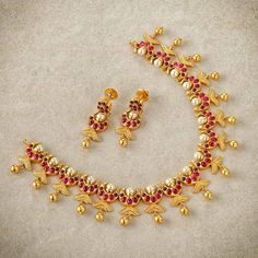 Ruby Silver Temple Necklace Temple Jewelery, Hindu Jewelry, Temple Necklace, Necklace Set Gold, Trendy Jewellery, Indian Jewellery Design, Gold Necklace Set