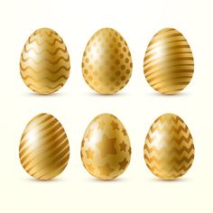 golden easter eggs with different patterns on them