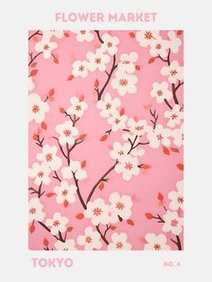 a pink background with white flowers on it