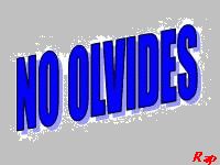 the words no olviddes are in blue and red on a gray background with white letters