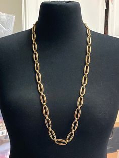 "signed GROSSE Designer vintage 35\" 90cm long gold tone heavy 2.5cm chain link   necklace Christian Dior. weighs 254 grams  I have several designer items from Christian Dior, Henkel and grosse, Joan rivers, Swarovski, givenchy etc listed please see my other items" Formal Long Brass Chain Necklace, Gold Chunky Chain Long Necklace, Vintage Gold Necklace With Chain Strap, Vintage Chunky Oval Link Chain Necklace, Vintage Gold Paperclip Chain Necklace, Vintage Chunky Chain Oval Link Necklace, Vintage Chunky Chain Necklace With Oval Links, Vintage Gold Chain Necklace With Paperclip Chain, Vintage Oval Link Chunky Chain Necklace