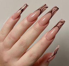 Brown Nail, February Nails, Her Nails, Long Square Acrylic Nails, Bling Acrylic Nails, Square Acrylic Nails, Dream Nails, Pretty Acrylic Nails