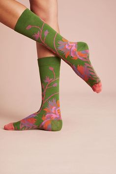 Creative Outfit Ideas, Flower Socks, Comfortable Socks, Cactus Flower, Dyeing Process, Dress Socks, Knee High Socks, Fashion Socks, Eye Catching Colors