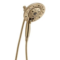 the brass shower head and handset are connected to each other with an adjustable hose