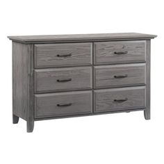 a gray dresser with six drawers