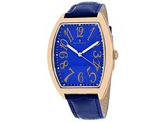 Stainless steel case, Leather strap, Blue dial, Quartz Movement, Scratch resistant mineral, Water resistant up to 3 ATM - 30 meters - 100 feet //  CV0376 Blue Rectangular Business Watches, Rectangular Blue Quartz Watches, Ring Spacer, Versace Shop, Beading Tools, Diamond Alternatives, Leather Strap Watch, Mineral Water, Popular Jewelry