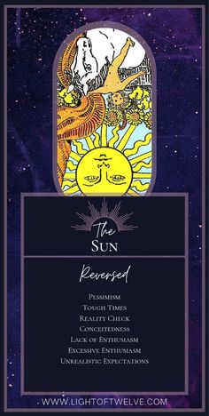 the sun tarot card is shown in this image