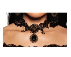 No vampire, witch or gothic outfit would be complete without this black lace and metal choker with black beaded gems and a spider. Fastens with a clasp at the back of the neck. One size fits most teens and smaller adults. Earrings not included. Other vampire, witch, gothic and other costumes and accessories (jewelry, wigs, theatrical makeup) are sold separately on our page - subject to availability. Gothic Necklaces For Halloween Costume Party, Punk Jewelry For Halloween Costume Party, Gothic Adjustable Necklace For Halloween, Gothic Choker For Halloween Costume, Gothic Halloween Adjustable Necklace, Gothic Halloween Costume Choker, Black Choker For Halloween Gift, Halloween Gothic Costume Choker, Gothic Black Choker For Costume