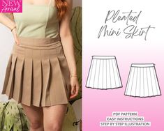 the pleated mini skirt sewing pattern is easy to sew