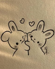 two mouses with hearts drawn on their backs, one is hugging the other's head