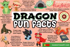 the dragon fun fact is shown in this poster for children's books and crafts