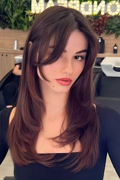 Women Haircut With Layers, Haircuts Medium Long Hair, Olivia Rodrigo Haircut Bangs, Hairstyles Armpit Length, Midlength Haircuts Brunette, Haircuts Brunette Medium, Haircuts For Long Straight Fine Hair, Cute Haircuts For Medium Length Hair, Brunette Hair Tones