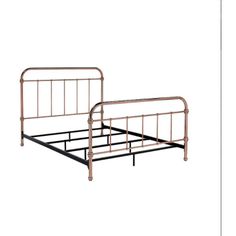 a metal bed frame with two posts and no headboard or foot board is shown