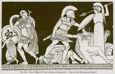 Last Night of Troy – Aeneas – Cassandra. Vase in the Museum at Naples. Illustration for History of Ancient Pottery by Samuel Birch (John Murray, 1873). Greece Mythology, Classical Greece, Learn History, Ancient Greek Art, Ancient Pottery, History Images, Roman Mythology