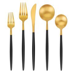 PRICES MAY VARY. 【LUXURY & ELEGANT DESIGN】: The elegant rounded curves make them truly timeless, proper gauge thickness and weight to hold comfortably, is ideal for dinner parties, celebrations and wedding. 【30 PCS FLATWARE SET SERVICE FOR 6】: Includes 6 dessert fork, 6 dessert spoons, 6 dinner forks, 6 dinner spoons, and 6 dinner knives. 【HIGH QUALITY MATERIAL】: Made of superior quality 18/6 stainless steel, satin finish, using advanced PVD technology, rustproof, high hardness, no distortion, L Gold Utensils, Stainless Dishwasher, Gold Silverware, Gold Cutlery Set, Stainless Steel Silverware, Gold Cutlery, Gold Flatware, Kitchen Utensil Set, Stainless Steel Cutlery