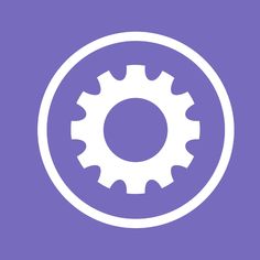 a white gear wheel on a purple background