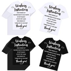 three t - shirts with the words wedding instructions printed on them