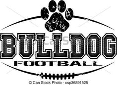 the bulldog football logo with an image of a dog's paw on top of it