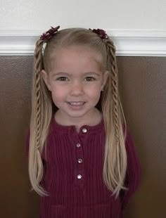 Little Girl's Hairstyles – Ponytails with twist braid 5-7 min Braid Styles For Girls, Cute Ponytails, Girl Haircuts, Back To School Hairstyles, Braided Hairstyles Easy