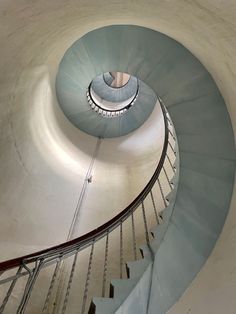 there is a spiral staircase in the building