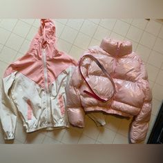 Both Coats Never Worn Just Been Taking Up Space In My Closet. Time To Rotate. The Belt Has Been Used Pictures For Reference But It’s Still In Good Condition. The Belt Is Hot Pink. The Coats Are Both Light Pink. Coats Are Both Smalls Guess Pink Coat, Pink Coats, Taking Up Space, Pink Coat, Pink Ladies, Light Pink, Hot Pink, Puffer, Jackets For Women