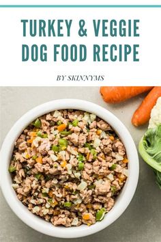 turkey and veggie dog food recipe in a bowl