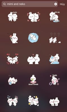 some stickers that are on the back of a cell phone, with an image of rabbits