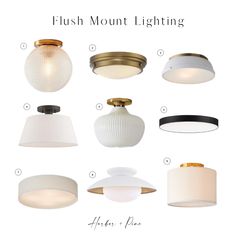 flush mount lighting with different shades and finishes on each light fixture, including the one in white