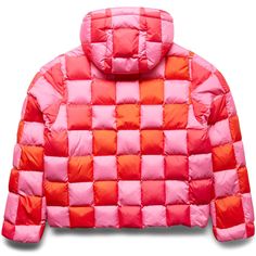 GRADIENT CHECKER HOODED PUFFER COAT WOVEN PINK | Bodega Fever Dream, Kim Jones, Dover Street Market, Street Market, Pink M, Venice Beach, Detachable Hood, Ski Wear, In Boston