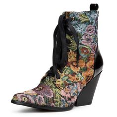 Multicolor Floral Print Boots For Summer, Multicolor Floral Print Summer Boots, Spring Party Lace-up Boots, High Heel Floral Print Boots For Party, High Heel Floral Print Party Boots, Party Boots With Floral Print And Pointed Toe, Fall Floral Print High Heels, Ugly Shoes, Sparkle And Shine