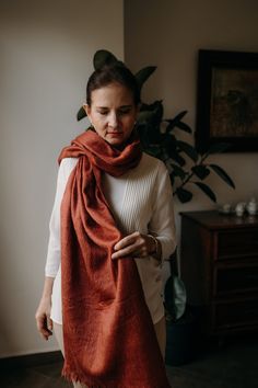 Alpaca Shawl Terracotta Alpaca Shawl Thin Wool  Scarf, Burnt Orange Winter, Rust Bride Cover Up Evening Wedding Shawl,  Shawl for dress. About this item: Burnt Orange Terracotta Alpaca Shawl This luxurious scarf is soft and has a natural sheen. These Terracotta and Burnt Orange shawls are perfect as an accessory for a wedding outfit, or a gift and can also be used daily. It's extremely versatile. These gorgeous Terracota and Burnt Orange shawls are perfect for the fall and winter seasons. This i Shawl For Dress, Alpaca Shawl, Orange Terracotta, Scarf Outfit, Wedding Shawl, Evening Wedding, Alpaca Wool, Wool Scarf, Shawls And Wraps