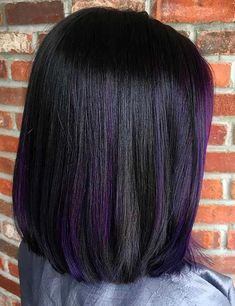 40+ Gorgeous Balayage on Black Hair Ideas Trending in 2022 13 Purple And Black Hair, Blonde Ombre Hair, Purple Balayage, Purple Highlights, Hair Color Purple