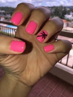 Shellac Beach Nails, Pedicure Ideas Tropical, Cancun Nail Ideas Acrylic, Shellac Vacation Nails, Hot Pink Dip Nail Designs, Hot Pink Cruise Nails, Gel Nails Vacation Beach, Nail Ideas For Summer Vacation, Tropical Vacation Pedicure