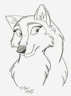 a drawing of a wolf's face