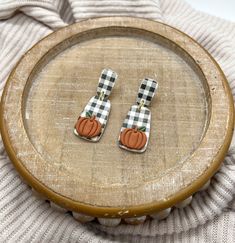 Buffalo Plaid Pumpkin Dangles - Timber and Clay