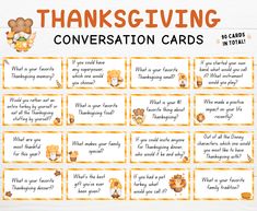 thanksgiving conversation cards for kids to use