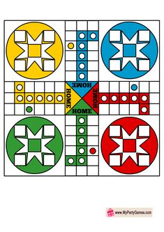 an image of a crossword game with four different colors and symbols on it,