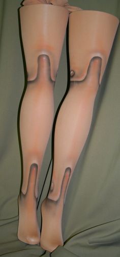 two women's legs are shown in tight stockings