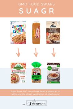 the ingredients for gno food swaps are shown in this graphic above, and below