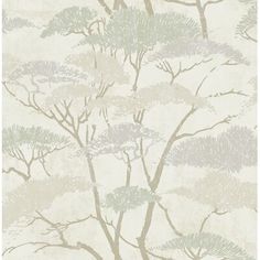 a wallpaper with trees and leaves on the back ground, in grey and white