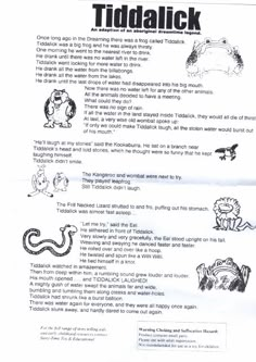 the instructions for how to use tiddalaick in children's books and crafts