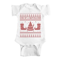 Son Of A Nutcracker Ugly Christmas Onesie. Elf. Buddy. Baby Boy Onsies Cricut Christmas, Buddy The Elf Baby Costume, Elf Buddy, Son Of A Nutcracker, Christmas Onesie, Mommy And Son, Ribbed Bodysuit, Baby Safe