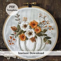 #fashion, #style, #outfitinspiration, #beauty Crafts For Fall, Cozy Crafts, Pattern For Embroidery, Fall Embroidery, Fall Embroidery Designs, Pdf Embroidery Pattern, Flower Pattern Drawing, Pumpkin Craft, Halloween Pattern