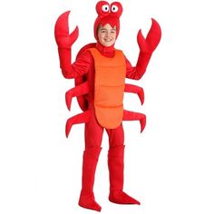 a man in a lobster costume is smiling