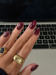 Red Chrome Nails, Simple Fall Nails, Nagellack Trends, Nail Jewelry, Dream Nails, Classy Nails, Pretty Acrylic Nails