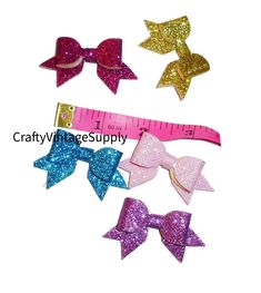 Includes 24 random assorted bows as shown. Just add your own hair clip, and it's ready to use! Glitter Colors, Sewing Embellishments, Diy Kit, Hair Bow, Diy Kits, Appliques, Hair Clip, Hair Bows, Make Your Own